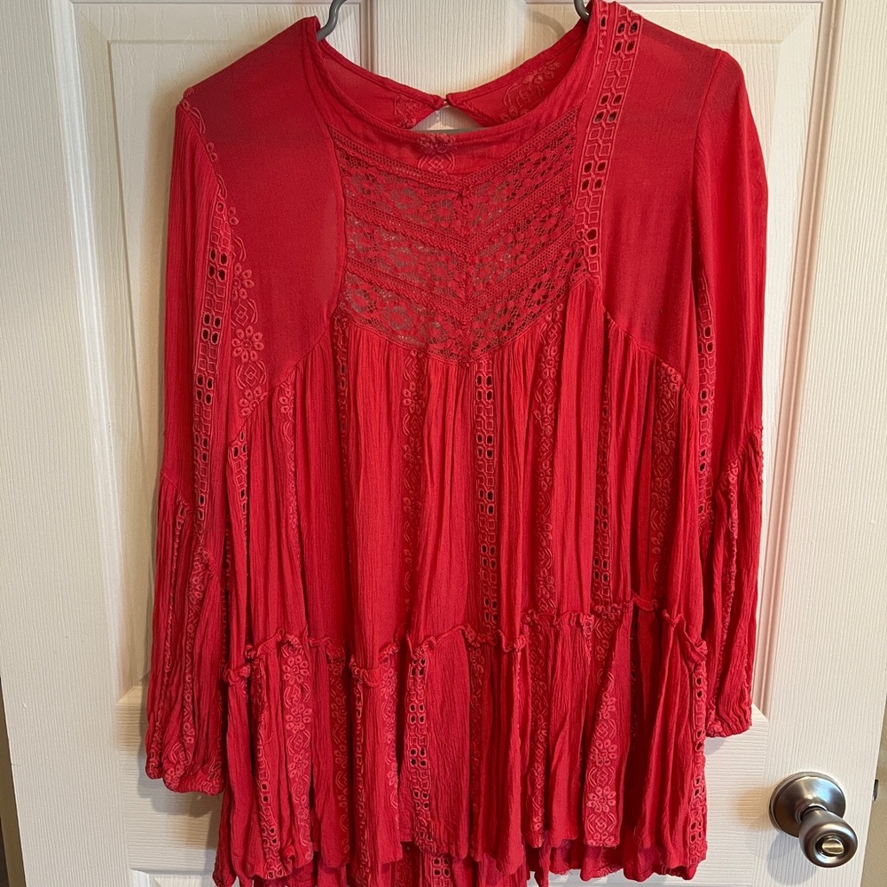 Free People | Back Cut Out Lacey Pink Top